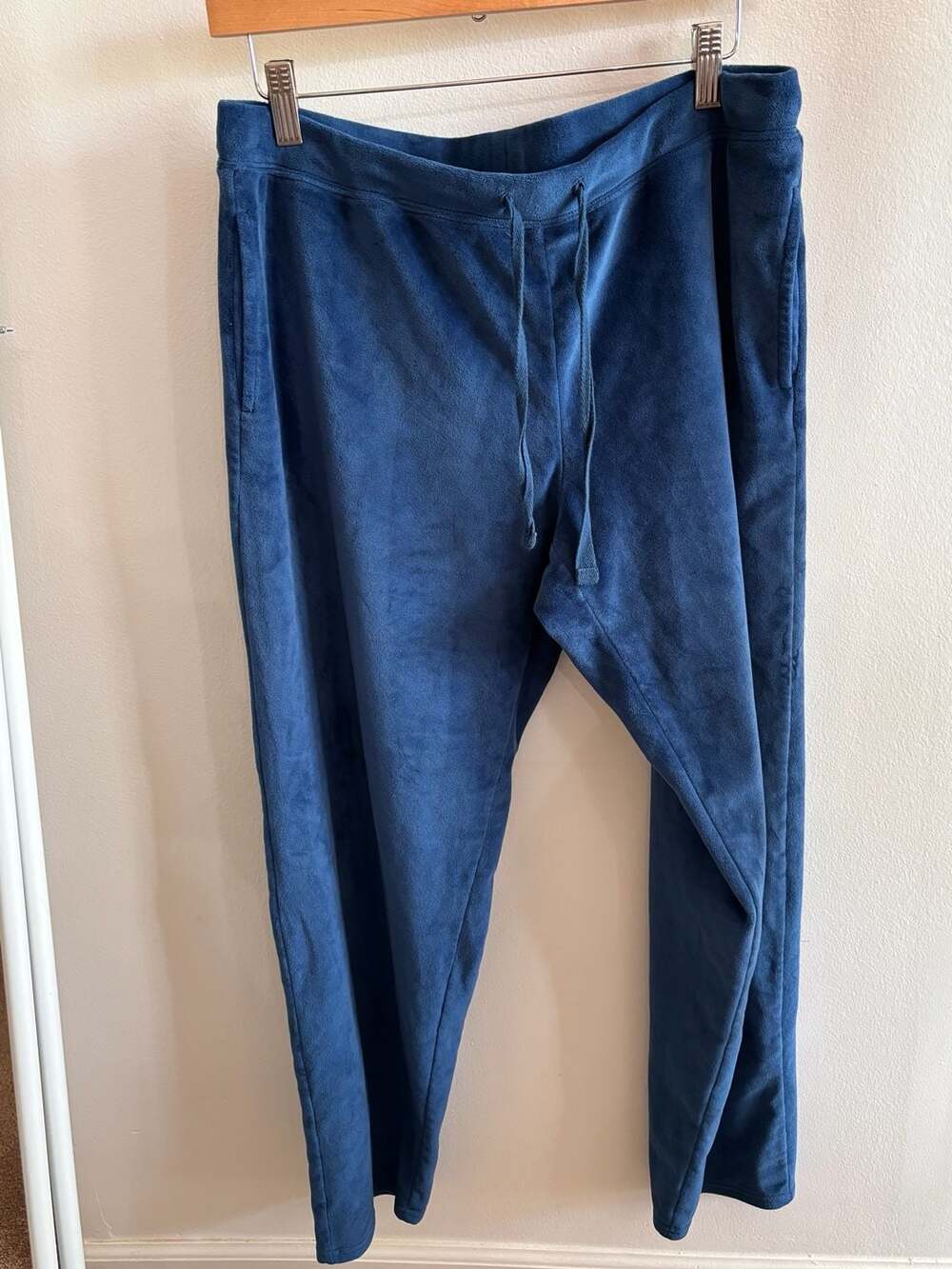 Natori Blue Velour Drawstring Lounge Pants Joggers Medium